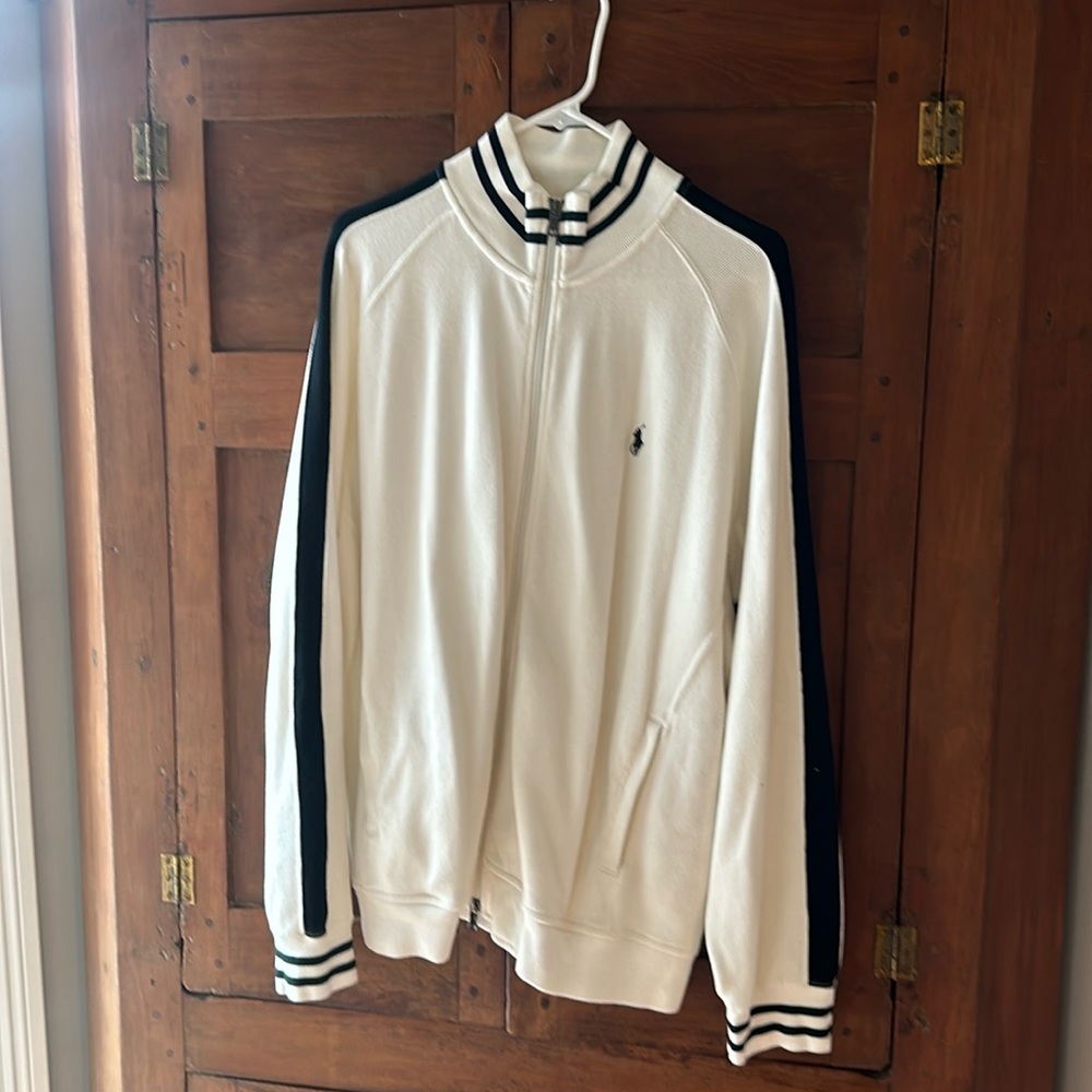 Polo Ralph Lauren zippered jacket, XL, cream & black